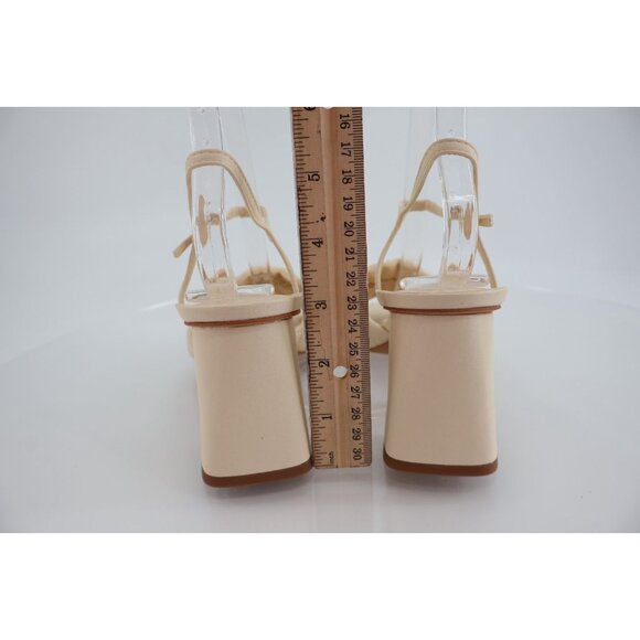 Open Edit Austyn Quilted Square Toe Block Heel Slingback Ivory Sandal Heels 7 - Picture 8 of 12